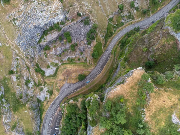 Cheddar Gorge Somerset England Showing Road Drone Aerial — Stock Photo, Image