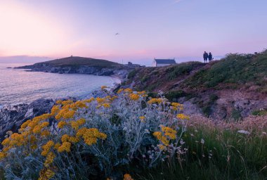 Newquay Cornwall UK yakınlarında küçük bir kumsal. 