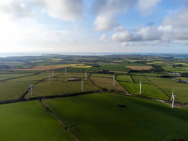 Vindmøller Den Cornwall England Fra Luften Drone Antenne - Stock-foto