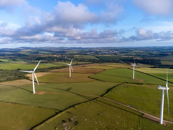 Windmills Cornish Countryside Cornwall England Air Drone Aerial — Stock Photo, Image