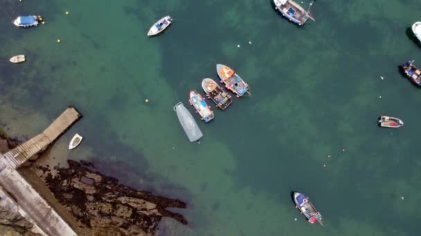 Mevagissey Hamn Från Luften Drönare Antenn Cornwall England — Stockvideo