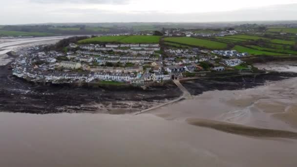 Appledore Omliggende Monding Van Lucht Drone Devon Engeland — Stockvideo