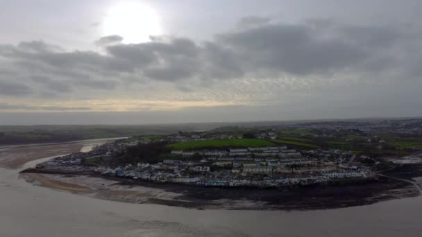 Appledore Estuarul Înconjurător Din Dronul Drone Aeriene England — Videoclip de stoc
