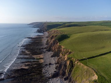 Kumlu Ağız Körfezi Cornwall İngiltere Hava Aracı 'ndan İngiltere 