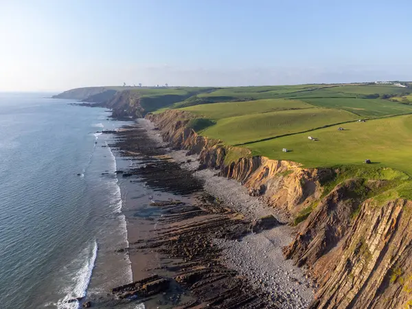 Kumlu Ağız Körfezi Cornwall İngiltere Hava Aracı 'ndan İngiltere 