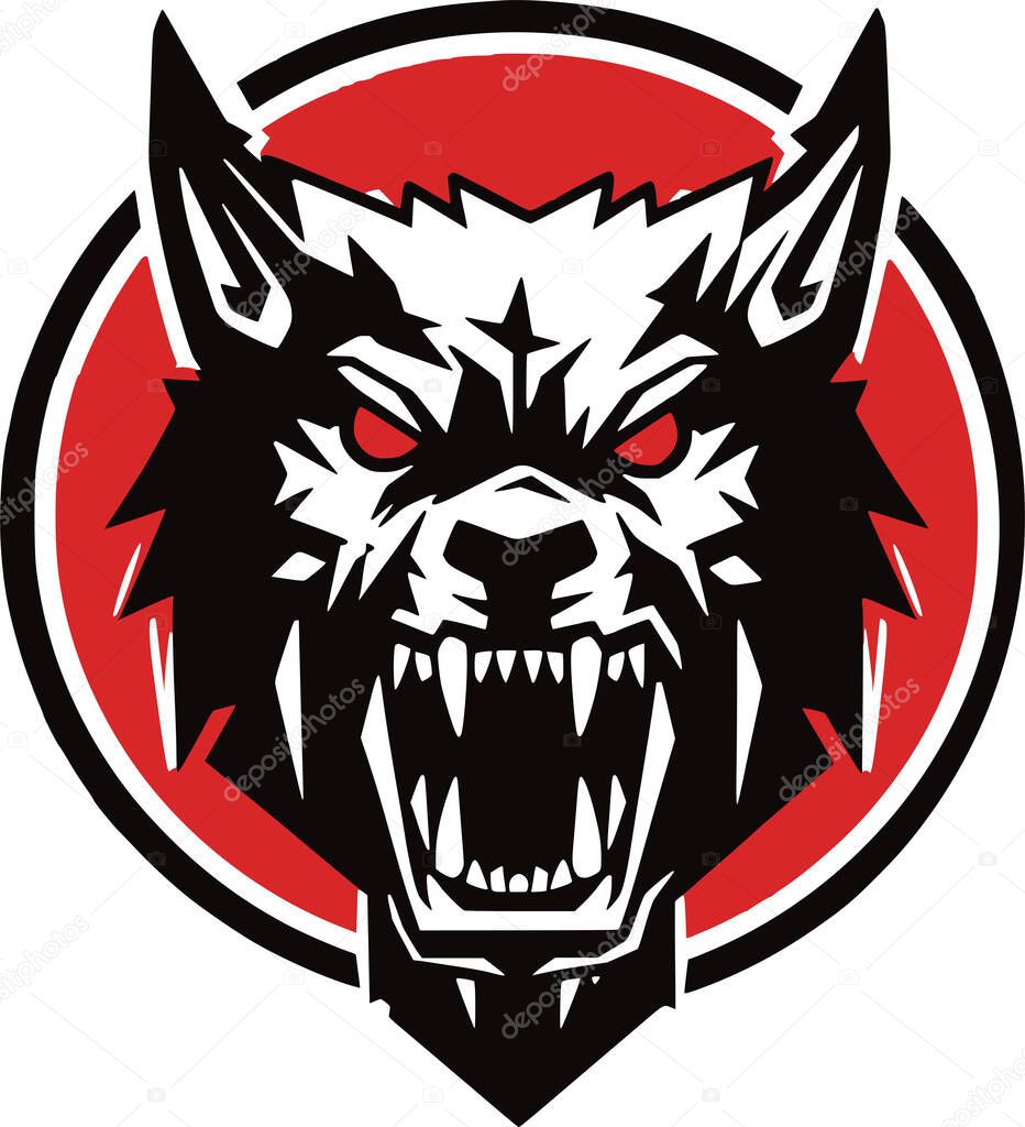Evil wolf monster, Wolf icons vector, in the style of Warhammer, steel punk, apocalyptic visions, Warhammer 40K orcs, Print. Vector illustration.