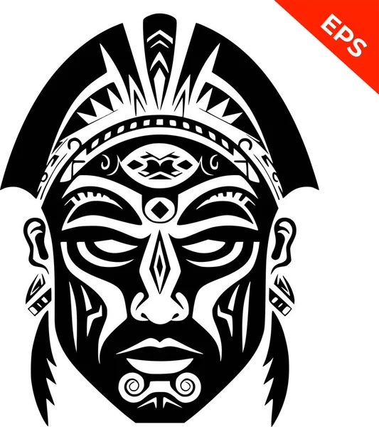 部族面罩 土著太平洋岛民面罩 战士面罩 矢量说明 — 图库矢量图片
