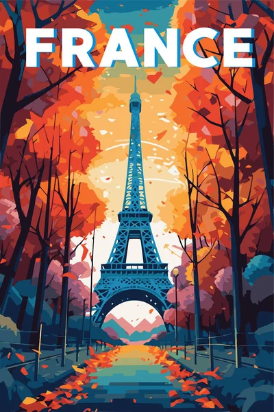 Tour Eiffel Paris Eiffelturm Frankreich Landschaft Vektorillustration Vektorillustration — Stockvektor