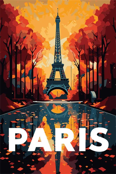 Paris Stadt Eiffelturm Tour Eiffel Frankreich Landschaft Vektorillustration Vektorillustration — Stockvektor