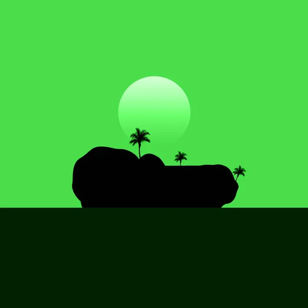 Тропический Пейзаж Острова Пальмами Закат Солнца Горизонт Зрения — стоковое фото