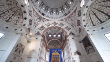 Internal Church of Santa Maria delle Grazie architecture and art works. Lombardy, Italy.