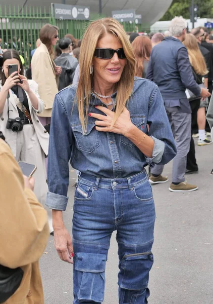 Anna Dello Russo Street Style Outfit Diesel Fashion Show Milano — Stock Photo, Image
