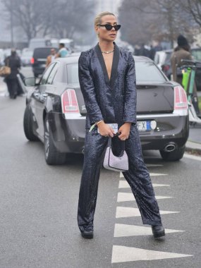  Fashion blogger street style outfit before Prada fashion show during Milano fashion week 2023 man collections