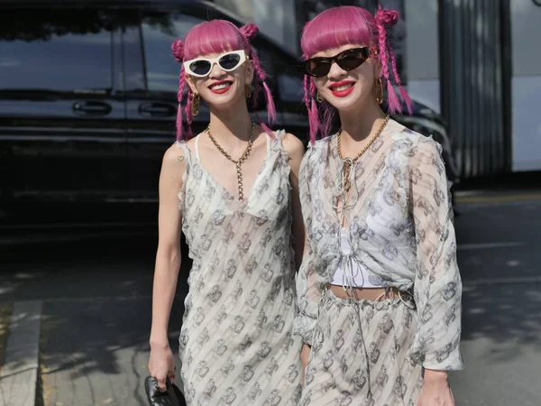 Aya Ami Amiaya Street Style Outfit Fendi Fashion Show Milano —  Fotos de Stock
