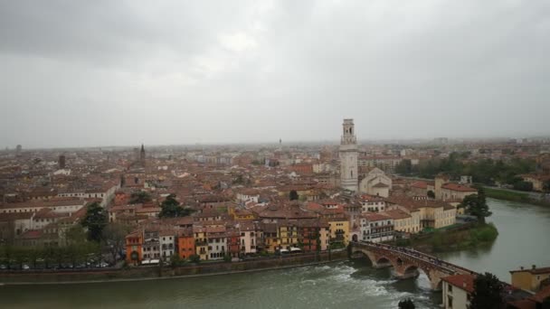 Vérone Vue Aérienne Panoramique Depuis Château San Pietro Vénétie Italie — Video