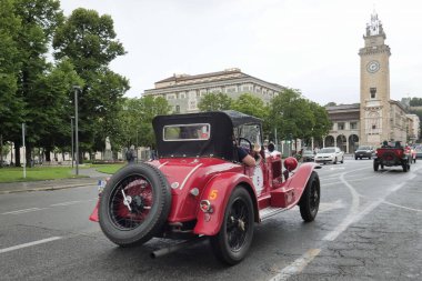  Bergamo 'da klasik araba. Yıllık 1000 mil tarihi yarış 2024, Lombardy, İtalya