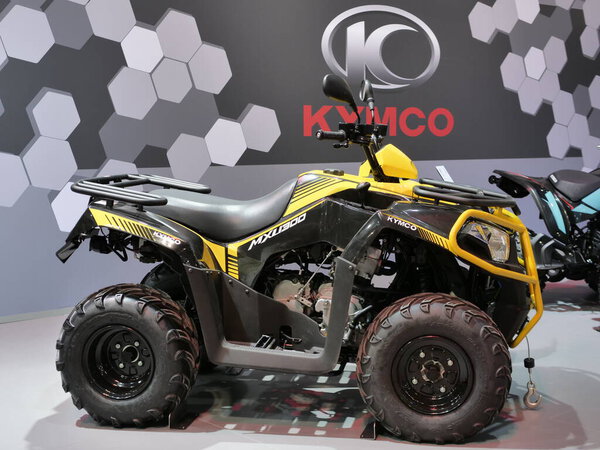  Elmets, accessories and motorbikes exposed at Eicma, international motorbike saloon in Rho, Milan, Italy 