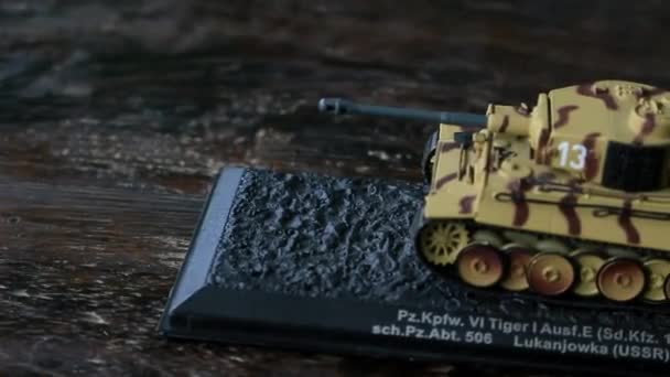 Konstnärlig Miniatyr Tiger Tank Denna Tyska Tung Tank Från Andra — Stockvideo