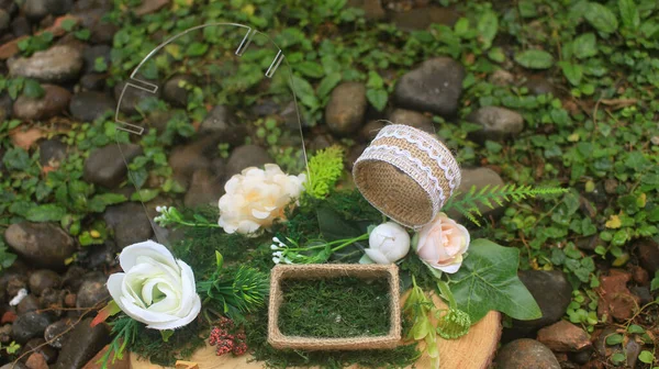 Romantic Ring Box Wedding Decoration Fiancee Gift Beloved Lover Rustic — Stock fotografie
