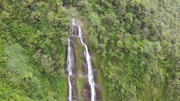 Vídeo Drone Beleza Natural Cachoeira Sikarim Wonosobo Indonésia Bela Névoa — Vídeo de Stock