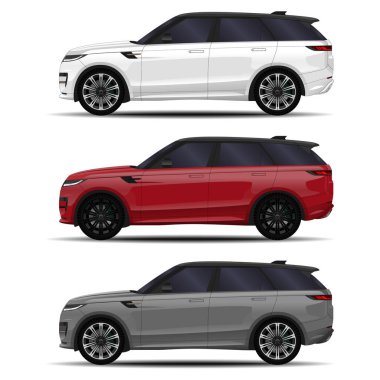 realistic SUV car. side view set