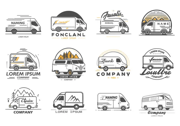 Logistic Company Logo Set Cargo Van Icons — Stockvector