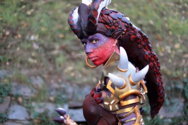Lucca, Toskana, İtalya - 30 Ekim 2022: Lucca Comics and Games 2022 Cosplay etkinliği Cosplayer girl.