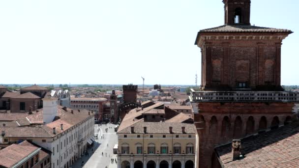 意大利费拉拉 2023年5月6日 从意大利费拉拉的埃斯特恩斯城堡塔看到市中心的景象 — 图库视频影像