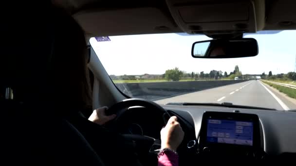 Cecina Livorno Tuscany Italy April 2023 Woman Driving Car Freeway — Stock Video