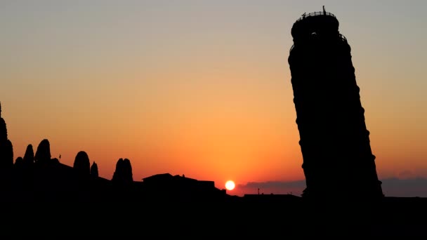 Pisa Kulesi Talya Günbatımı Zamanı — Stok video