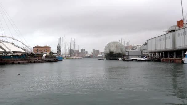 Genua Italië Maart 2024 Zicht Oude Haven Van Genua — Stockvideo