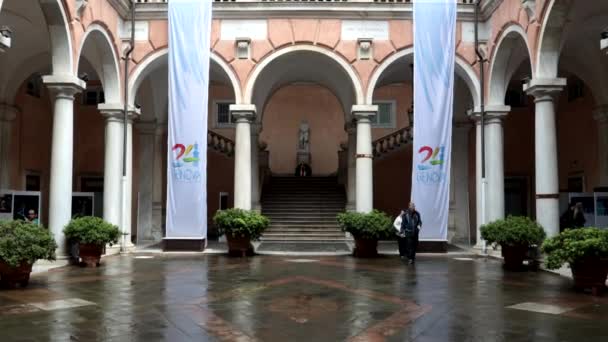 Gênova Itália Março 2024 Pátio Palácio Barroco Renascentista Garibaldi Uma — Vídeo de Stock