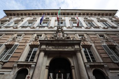 The Doria-Tursi palace or Niccol Grimaldi palace, Genoa Town Hall building in via Garibaldi, famous street in the historic center of the city. clipart