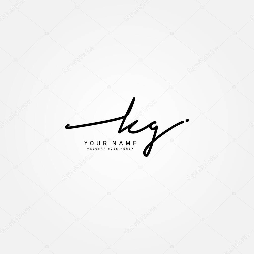 Simple Signature Logo for Alphabet KG - Handwritten Signature for Photography and Fashion Business