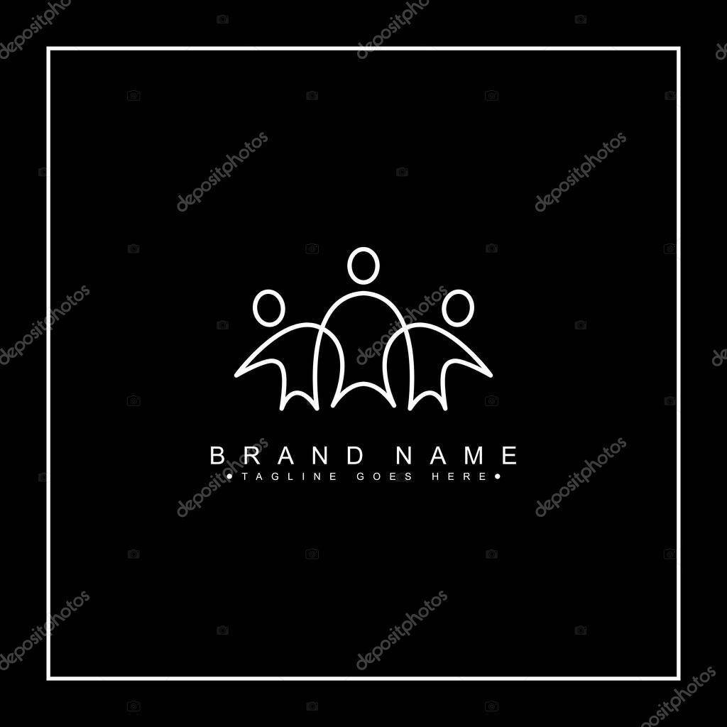 People Connect Logo Design Template - Family Line Art Logo.