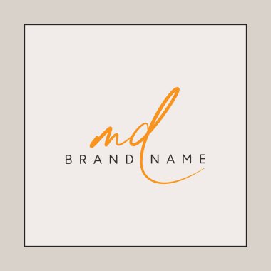 MD Yazılı İmza Logosu - Güzellik, Moda ve Fotoğrafçılık için Vektör Logo Şablonu