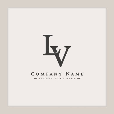 Soyut Harf LV Logosu - Alfabe L ve V için İlk Monogram Şablonu