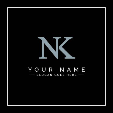 NK Vektör Logo Şablonu - Başlangıç Harfi N ve K Monogramı için Basit Simge