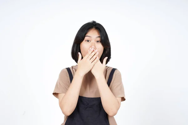 Wow Cara Expressão Bela Mulher Asiática Isolado Fundo Branco — Fotografia de Stock