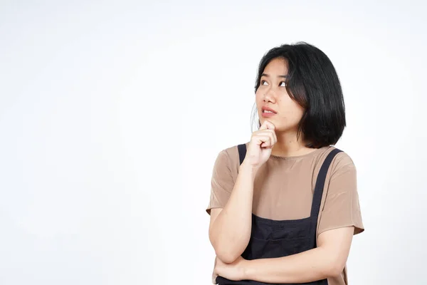 Stock image Thinking and Curious gesture of Beautiful Asian Woman Isolated On White Background