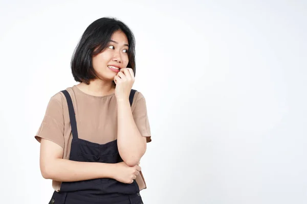 Nervioso Con Las Manos Boca Hermosa Mujer Asiática Aislado Sobre —  Fotos de Stock