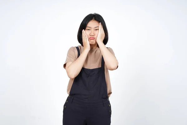 Langweilige Geste Der Schönen Asiatin Auf Weißem Hintergrund — Stockfoto