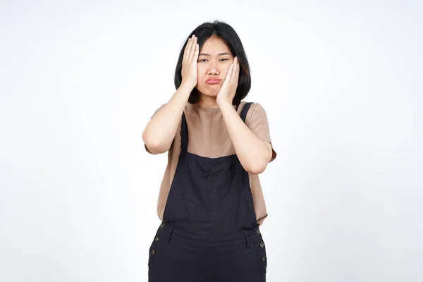 Langweilige Geste Der Schönen Asiatin Auf Weißem Hintergrund — Stockfoto