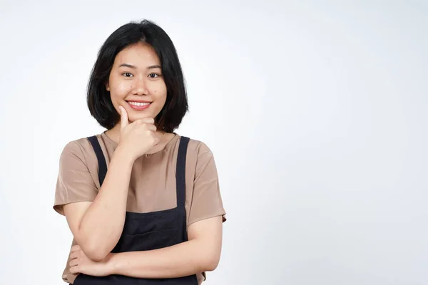 Smile Looking Camera Beautiful Asian Woman Terisolasi Latar Belakang Putih — Stok Foto