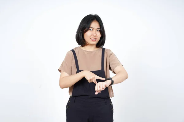 Boos Voor Laat Van Mooie Aziatische Vrouw Geïsoleerd Witte Achtergrond — Stockfoto