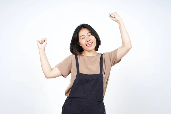 Yes Celebration Gesture Beautiful Asian Woman Isolated White Background —  Fotos de Stock