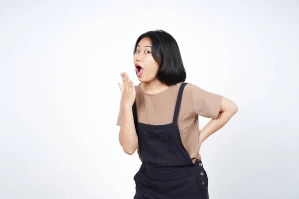 Wow Gesicht Ausdruck Der Schönen Asiatischen Frau Isoliert Auf Weißem — Stockfoto
