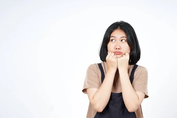 stock image Thinking and Curious gesture Of Beautiful Asian Woman Isolated On White Background