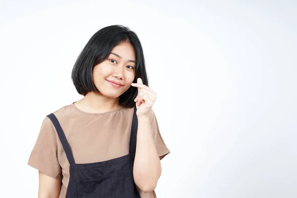 Beyaz Arka Planda Tecrit Edilmiş Güzel Bir Asyalı Kadının Koreli — Stok fotoğraf