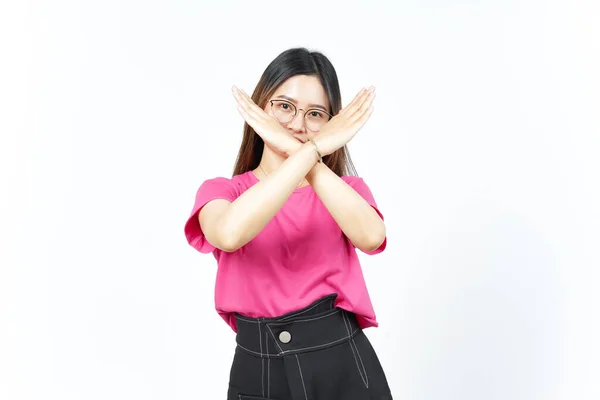 Crossed Arms Rejection Gesture Beautiful Asian Woman Isolated White Background — Stock Photo, Image